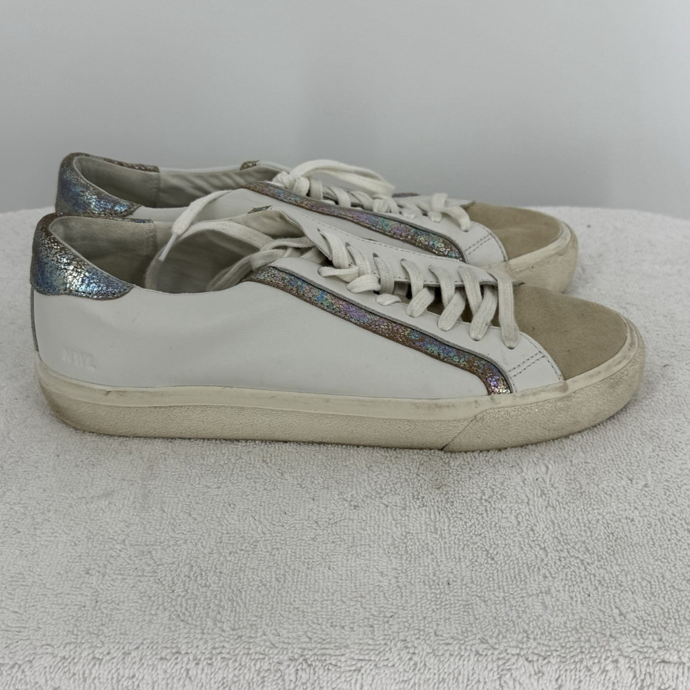 Madewell Shoes Women’s 9.5 Sidewalk Sneakers White Leather Iridescent Casual